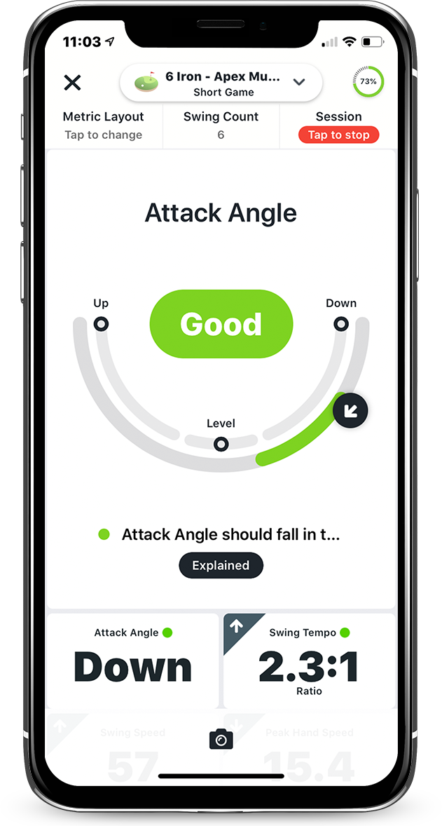 Blast Motion Golf App metrics to improve putting and short game, attack angle